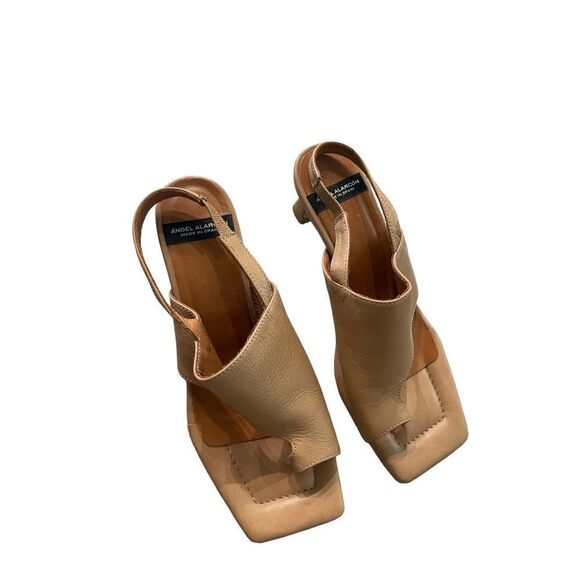 Angel Alarcon Womens Brown Classic Leather Slingback Heels Sandals Size 8 - Picture 7 of 8